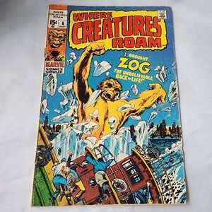 Where Creatures Roam Comic Book Issue #6 May Marvel Zog Vintage Collector FN Key